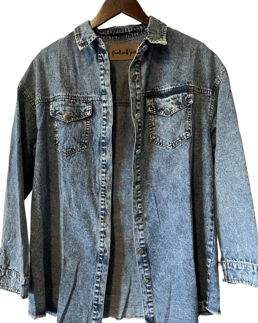 Chenille Hamsa embroidered denim dress or jacket