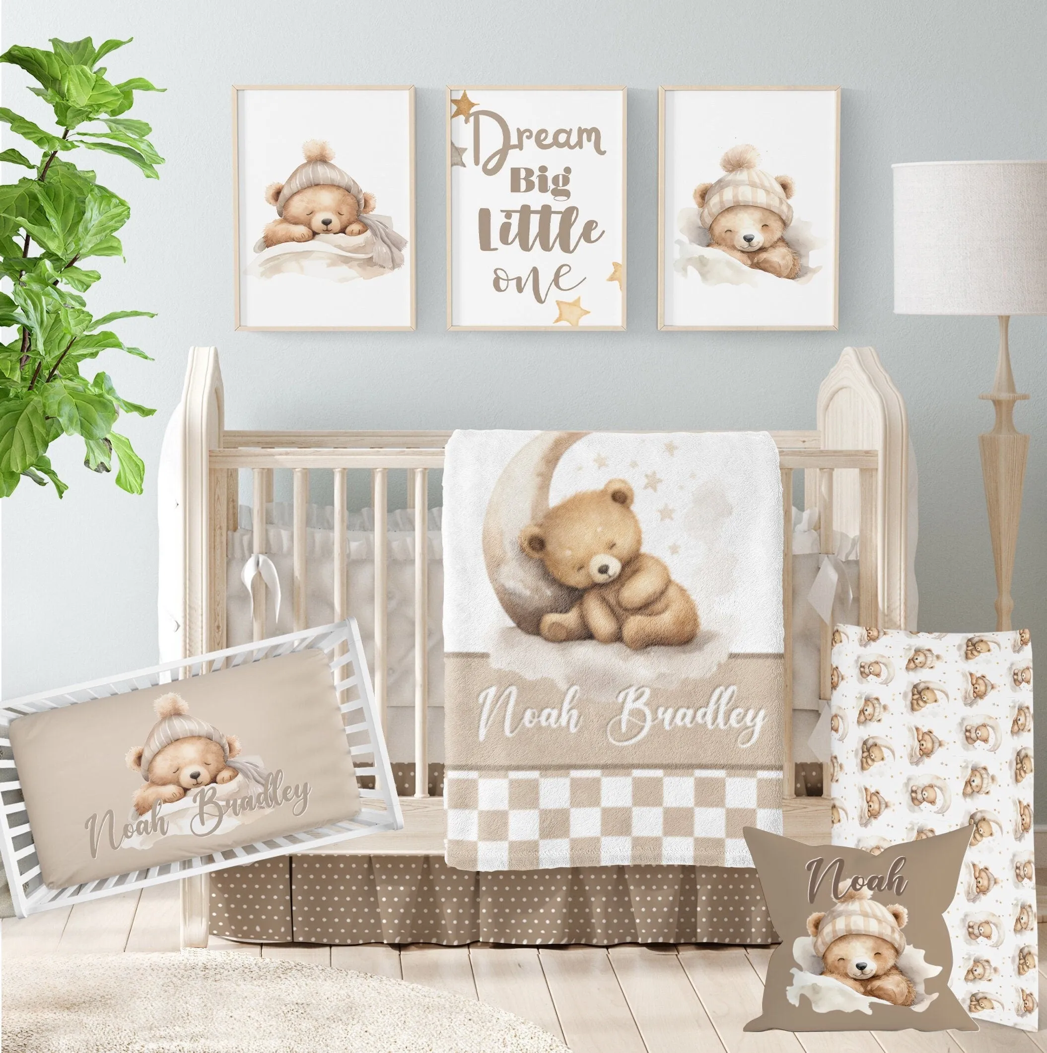 CRIB BEDDING - NEUTRAL TEDDY BEAR