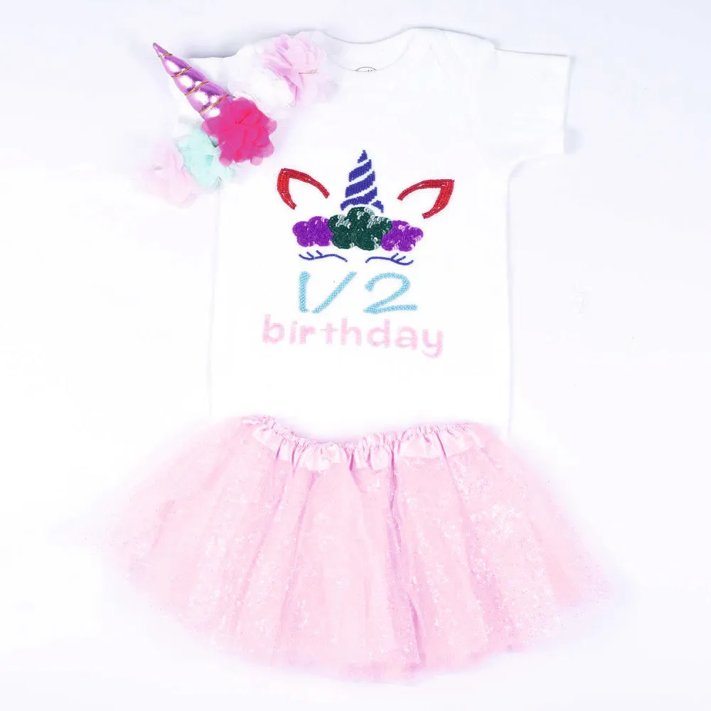 Half Birthday Unicorn Beaded Set - Starry Pink