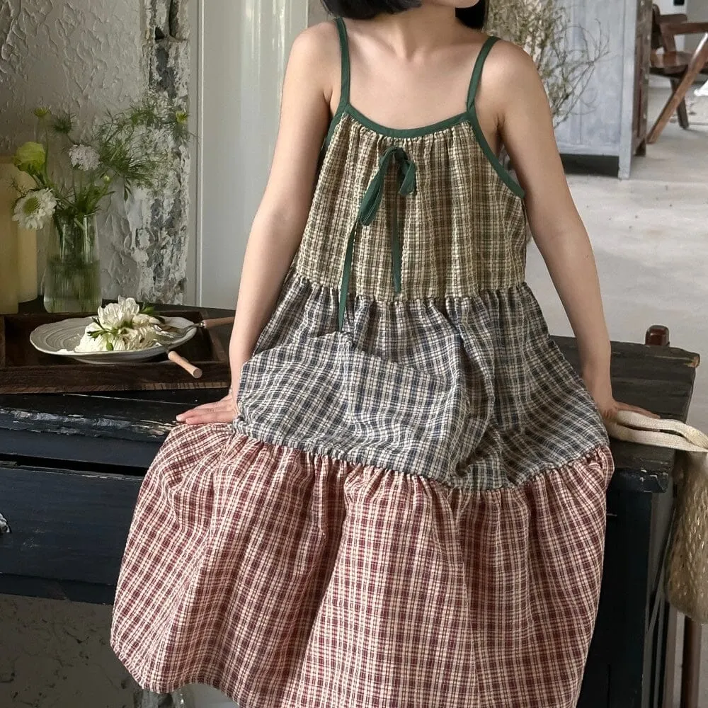 Joanne Plaid Patchwork Dress