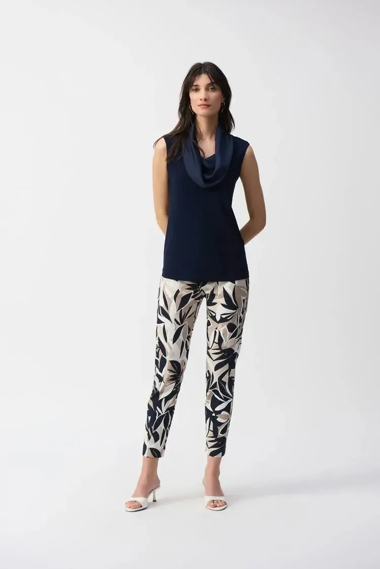 Joseph Ribkoff Ladies Midnight Blue Silky Knit and Satin Sleeveless Top