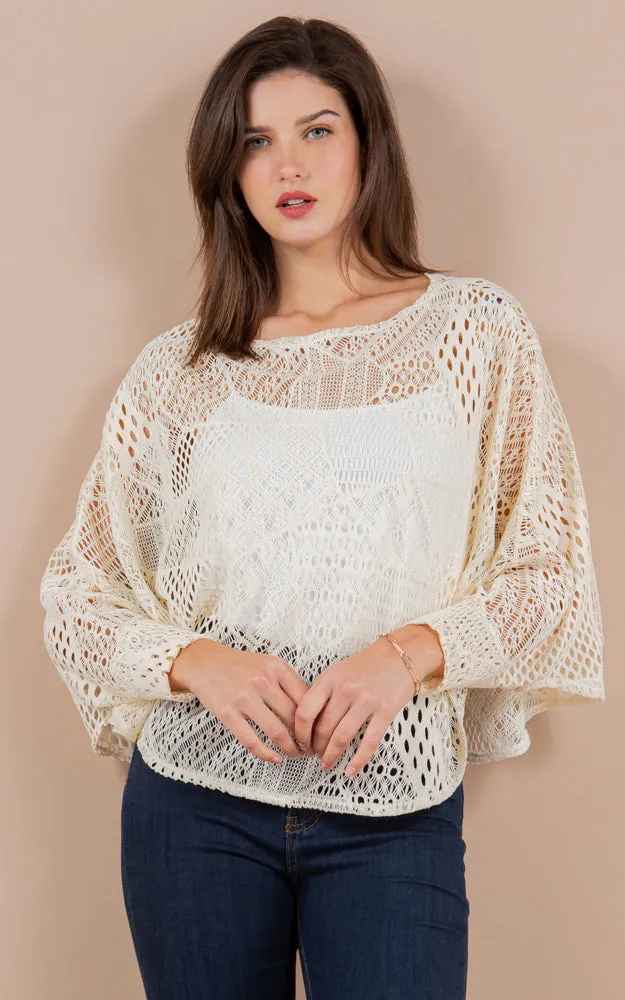 PON1805 Meshed High Quality Sleeve Poncho