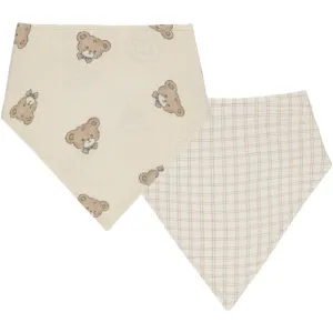 Quincy Mae Bandana Bib, 2 Pack || Teddy, Oat Check