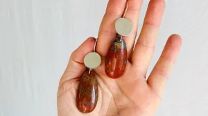 Red Jasper Earrings. Sterling Silver. 0306