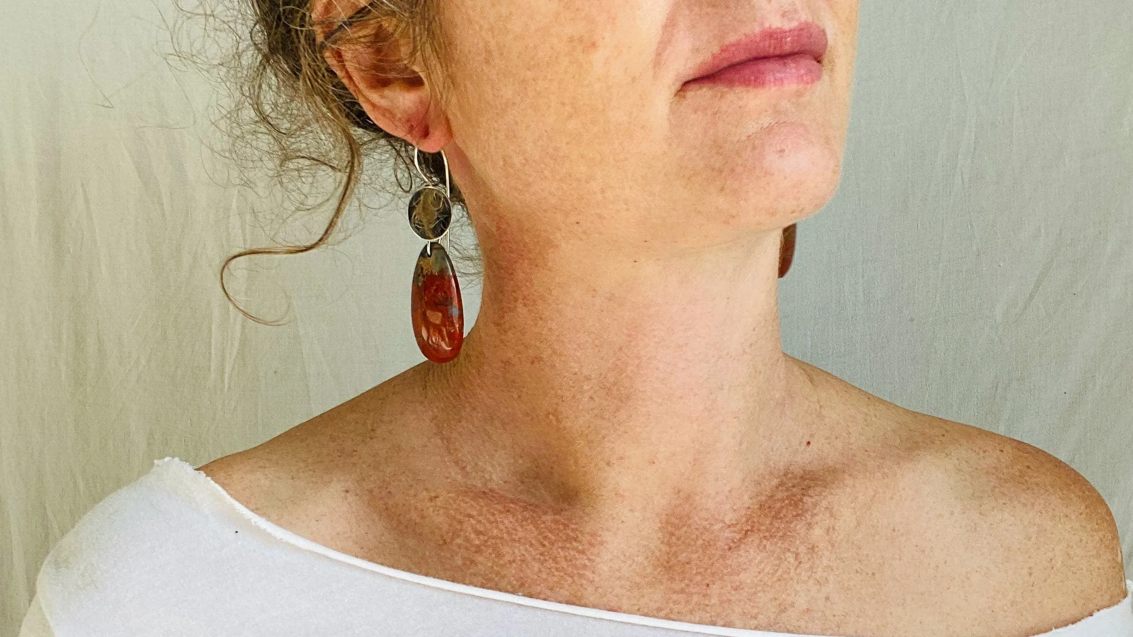 Red Jasper Earrings. Sterling Silver. 0306