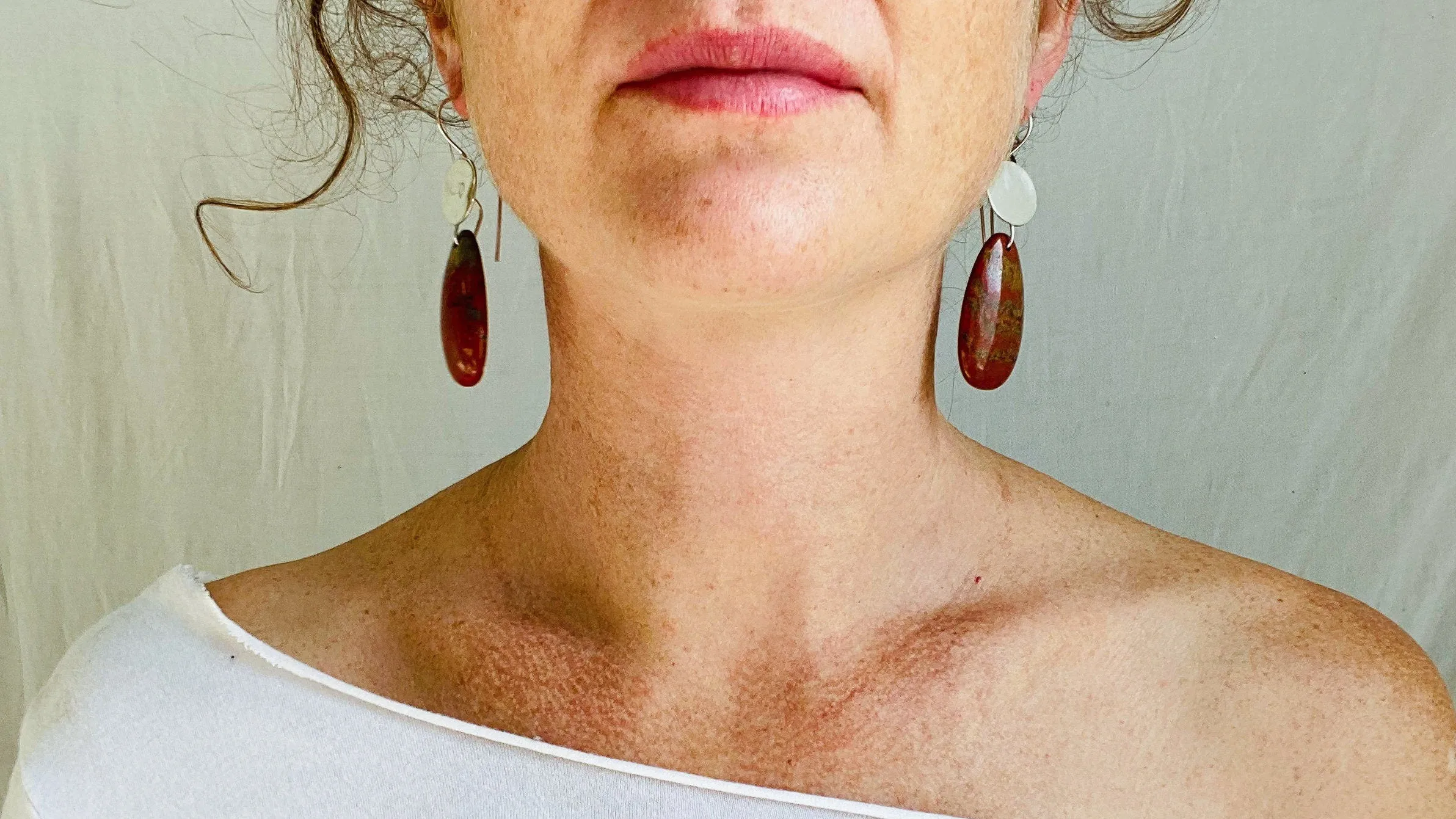 Red Jasper Earrings. Sterling Silver. 0306