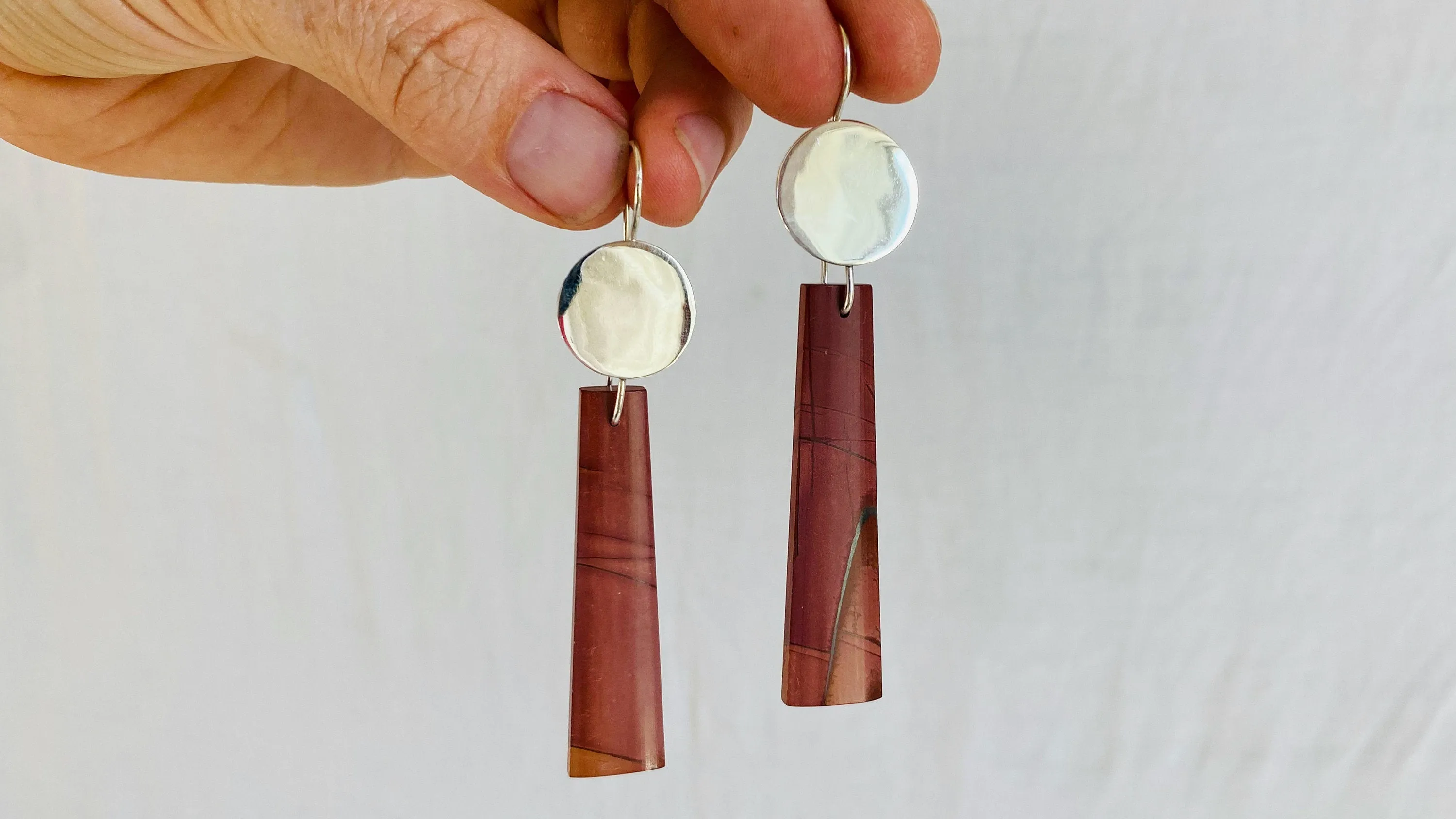 Red Jasper Earrings. Sterling Silver.