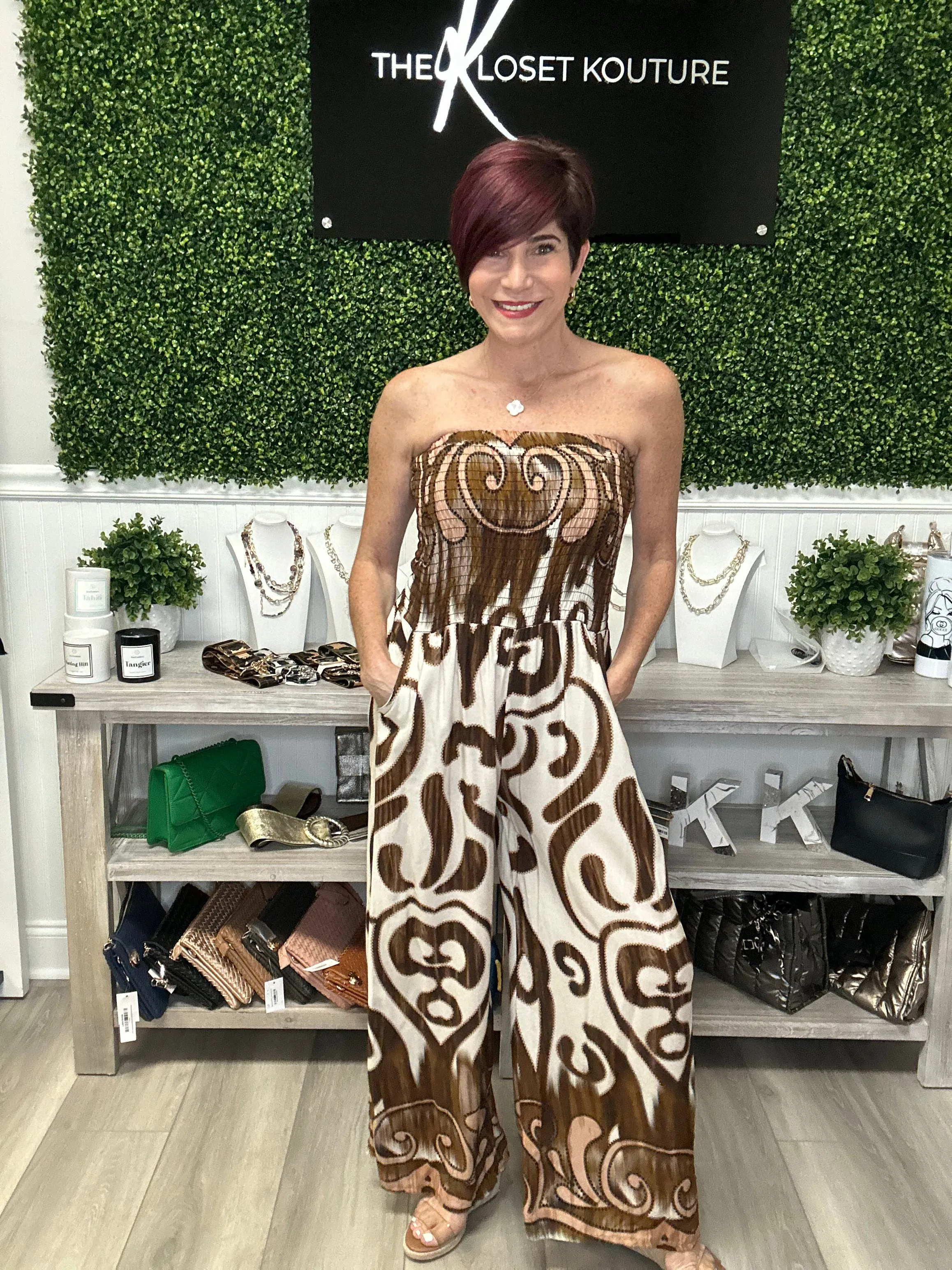 Smocked Wide Leg Jumpsuit