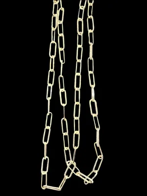 Textured Paperclip 36 inch Necklace