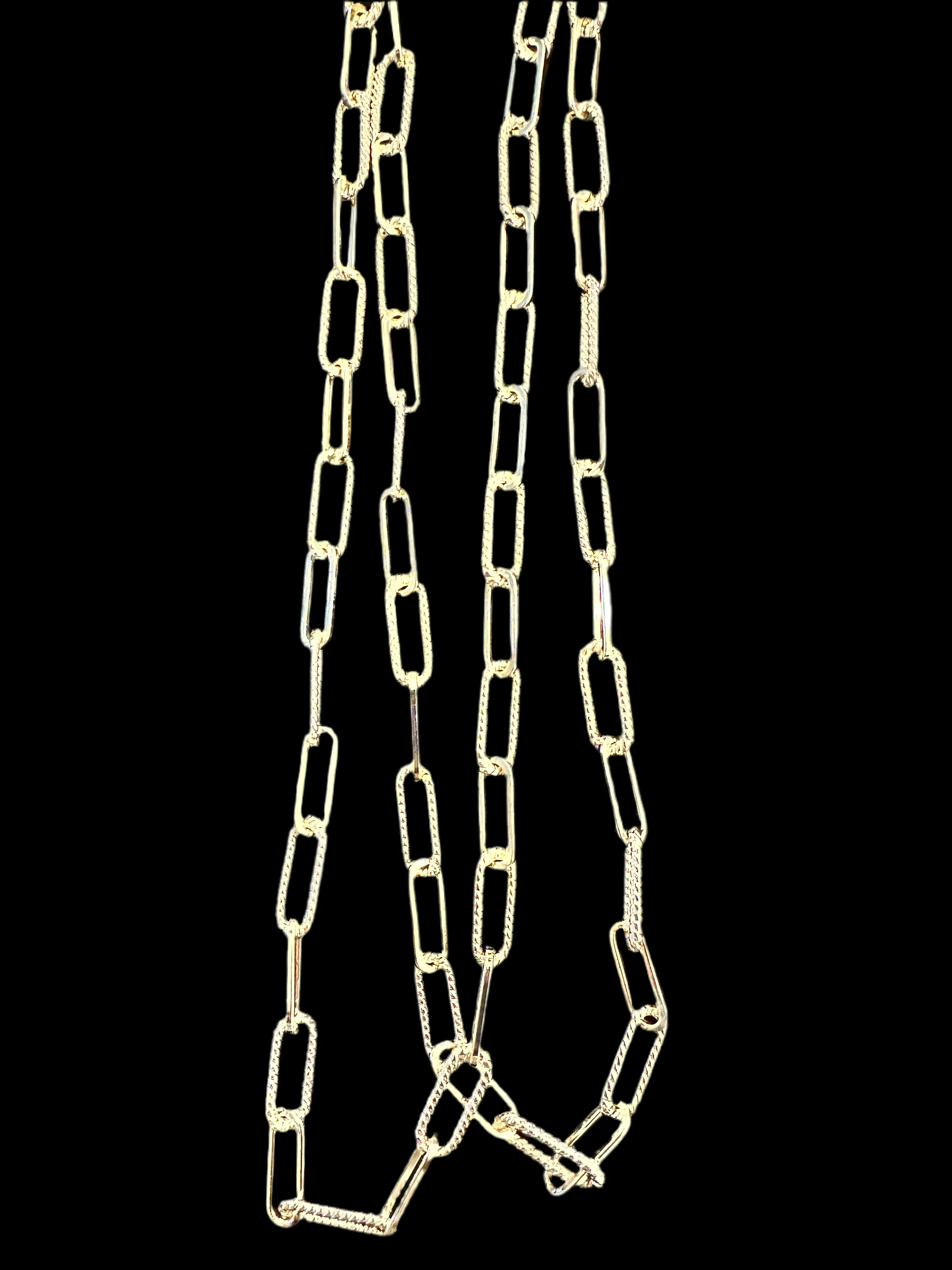 Textured Paperclip 36 inch Necklace