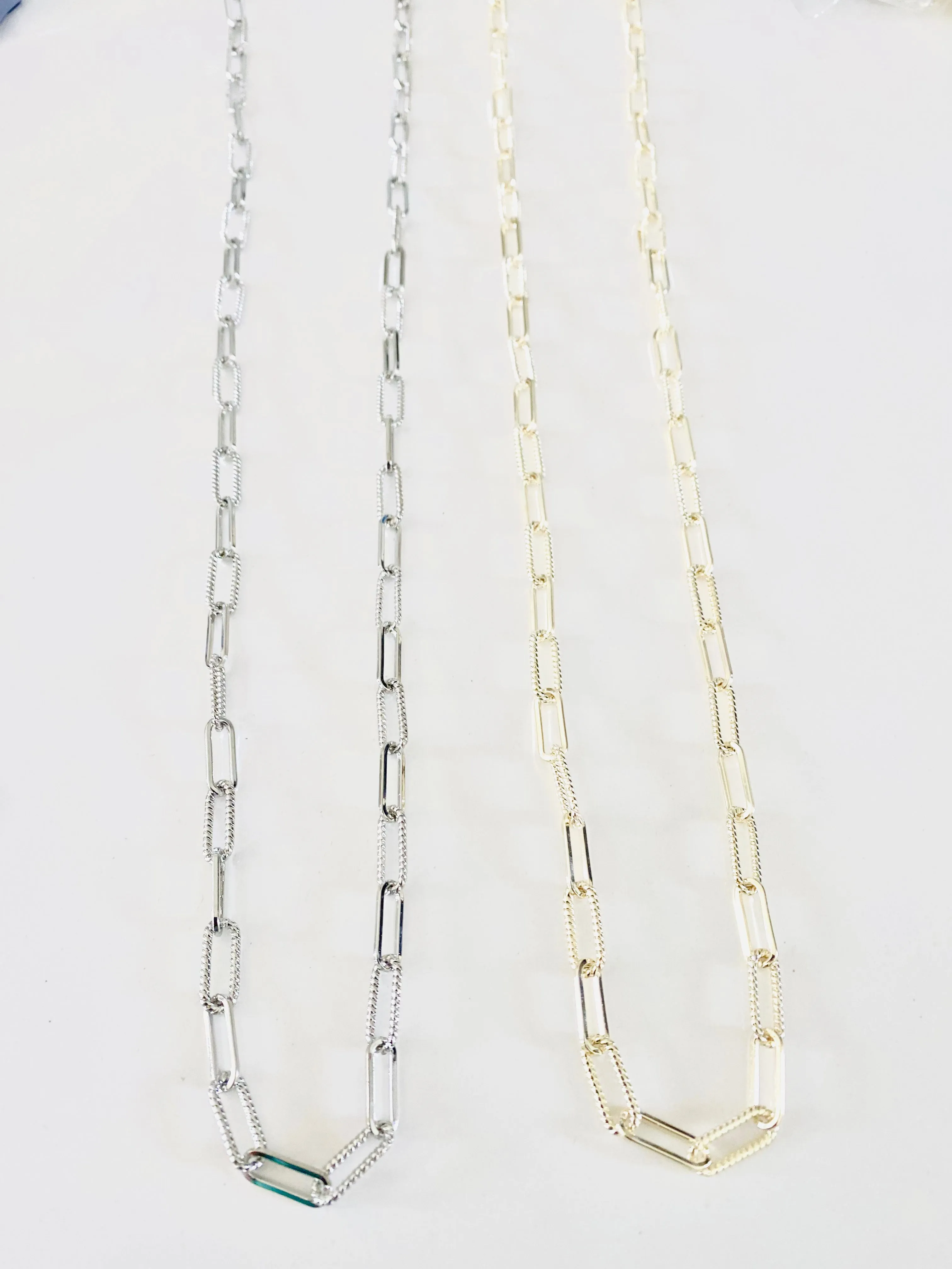 Textured Paperclip 36 inch Necklace